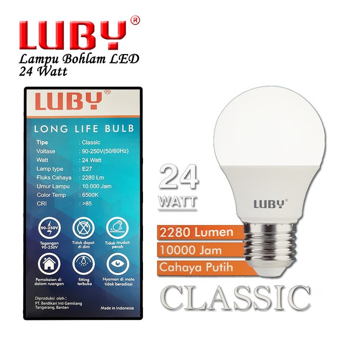 Luby classic 24w Lampu Bohlam LED 24 Watt bulb PUTIH garansi 1 tahun