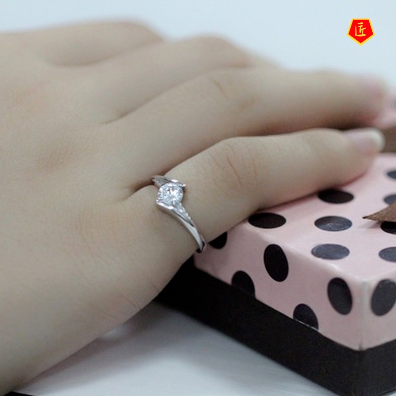 [Ready Stock]Moissanite Silver Ring Korean Fashion Simple