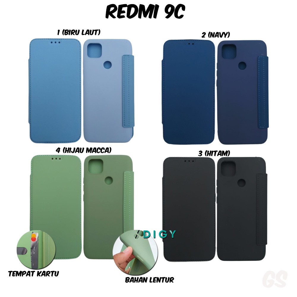 Spesial Murah import Casing REDMI 9C   Flip Cover Candy  Polos Standing Case