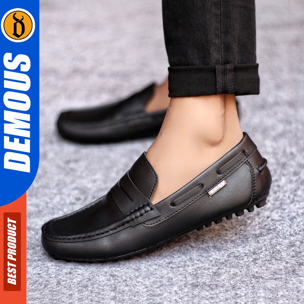 Sepatu Slip On Pria Sepatu Casual Pria Kulit Pu Kerja Kantor Kuliah Kondangan Sepatu Slop Pria Sepatu Hitam Pria