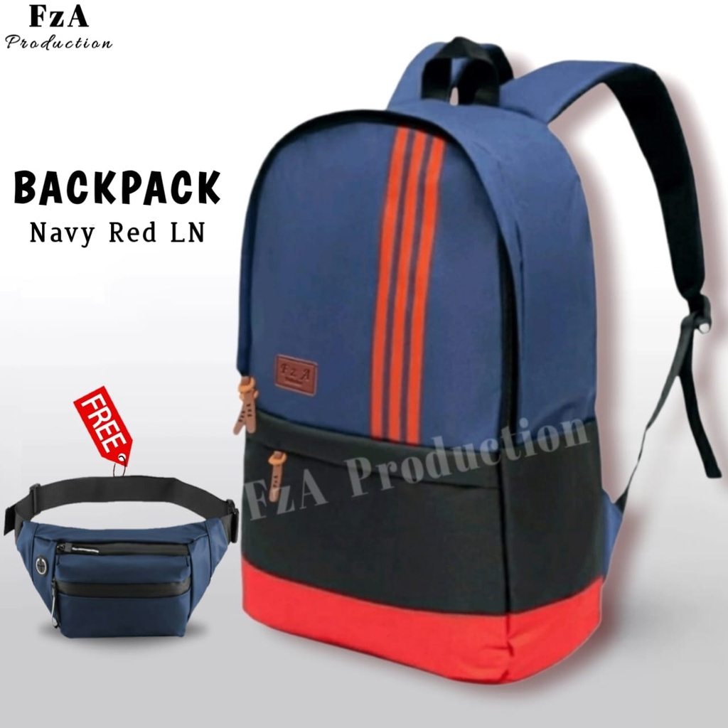 Big Promo..Tas Ransel Distro Casual Pria Wanita Tas Ransel Laptop Premium FREE Tas Waist Bag Trendy