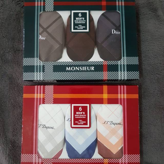 6 Piece Sapu Tangan Pria Katun Terang dan Gelap Saputangan Handkerchief