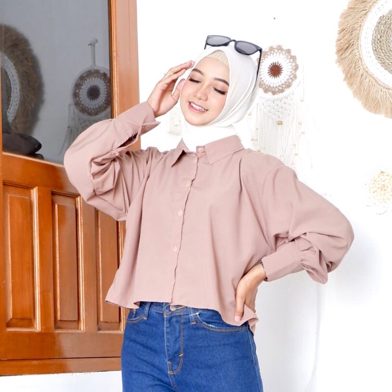 BICCA CROP TOP BLOUSE SHIRT OVERSIZE / KEMEJA WANITA / OUTER / KEMEJA OVERSIZE CROP TOP SHIRT PLAIN BASIC / KEMEJA WANITA CASUAL LENGAN BALON / OUTER CROP LENGAN PANJANG TARTAN / KEMEJA POLOS OVERSIZE CROPTY / PLAIN / CROP SHIRT / CROPTOP POLOS