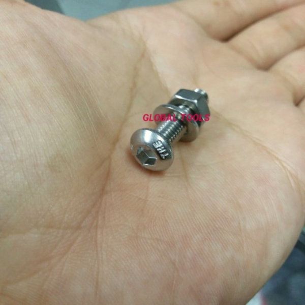 Stock Baru  Baut L stainless m6 x 25 baut L topi 6x25 baut 10 baut L button ss m6 Tools global