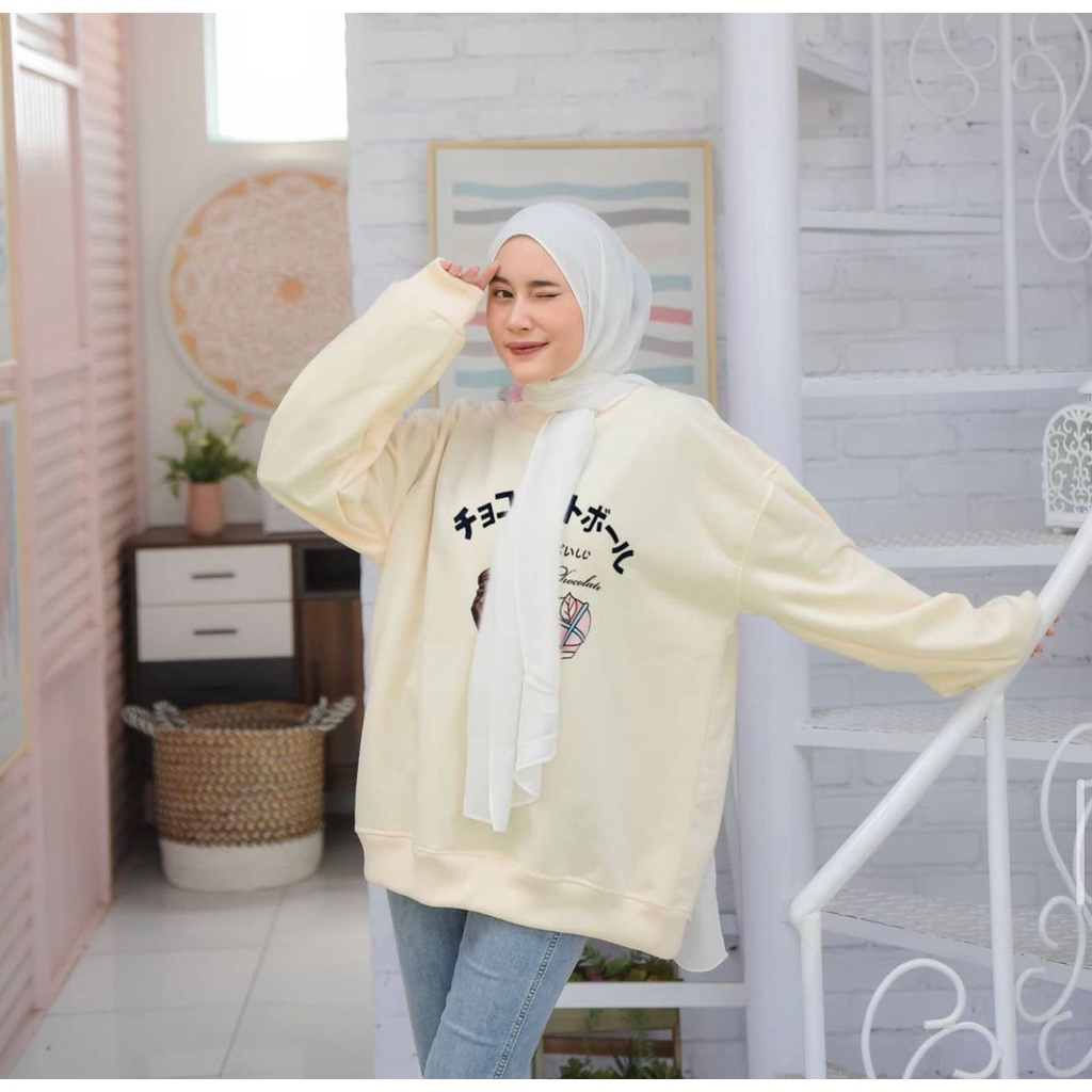 Sweater Oversize Wanita Chocolate XXL LD 130