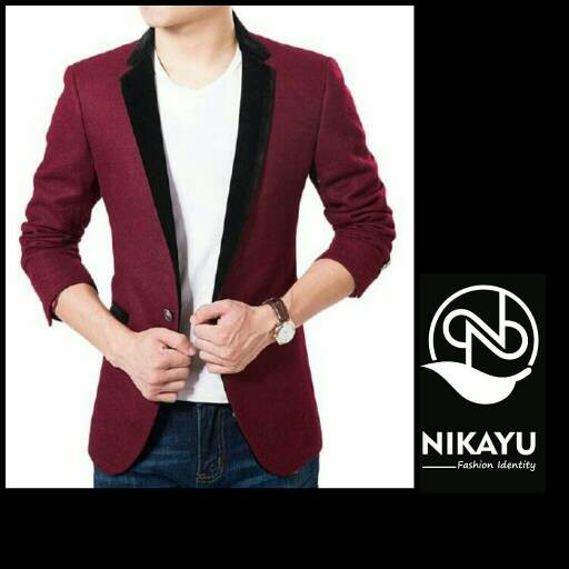 Blazer Jas Formal Pria Model Terbaru Casual Maroon Murah