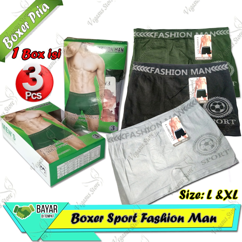 Boxer Murah [1Box isi 3Pcs lebih Murah] CD-Celana Dalam Pria Boxer  L XL | Boxer POLINI Pria Dewasa Import Premium 1Pcs | Cd Pria Boxer-Vegasus Store(COD)