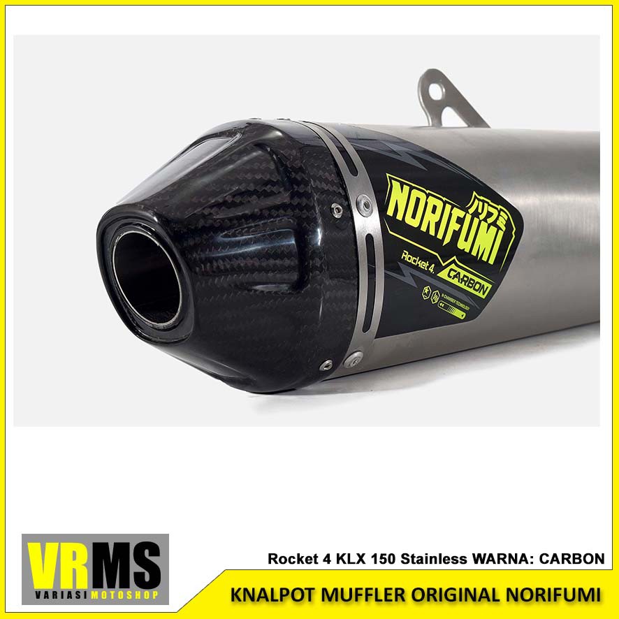 KNALPOT MUFFLER ORIGINAL NORIFUMI CARBON ROCKET 4 KLX 150 STAINLESS
