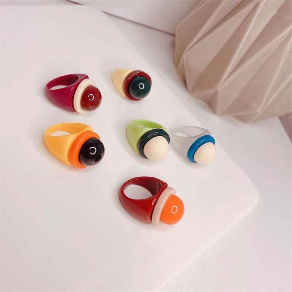 Mxbeauty Cincin Akrilik Lucu Goth Wanita Lucu Warna-Warni Perhiasan Fashion Korea