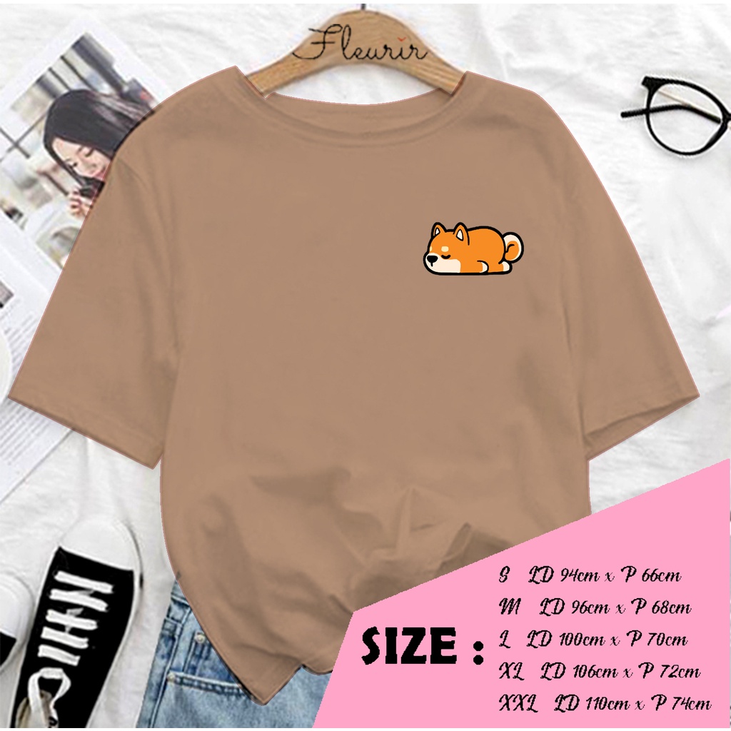 FLEURIR - COD KAOS WANITA SHIBA INU MAGER PRIA REMAJA DEWASA UNISEX TSHIRT JUMBO