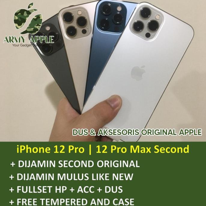 [ Hp Bekas / Second ] Iphone 12 Pro / 12 Pro Max 128Gb 256Gb 512Gb Bekas Fullset Second Ori - Handph