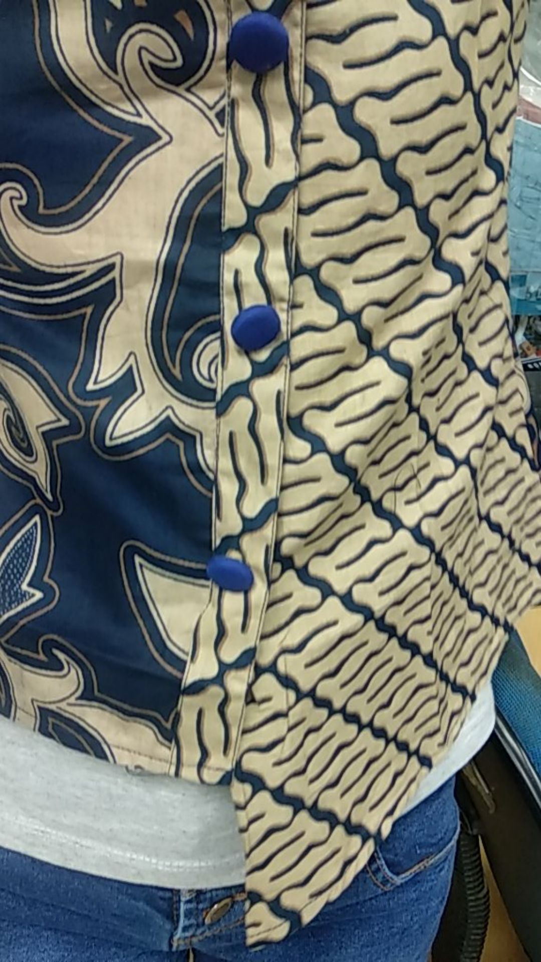 Couple Batik Wanita Modern Putri Kembar Navy / Blouse Batik / Hem Batik - S M L Xl Xxl 3l 4l 5l