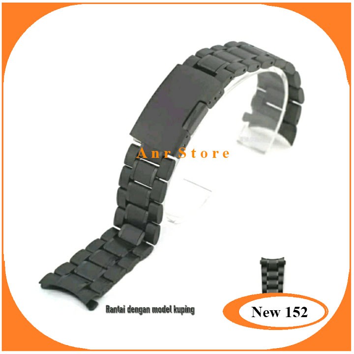 Tali Jam Tangan Rantai Rante Solid Padat Curved Model Kuping 18 20 22 24 26 mm