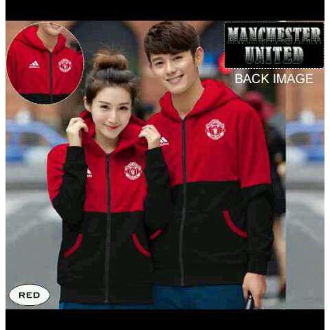 Terbaru     Fashion Baju Couple - Jaket Couple Manchester United Merah Kombi Hitam    Diskon