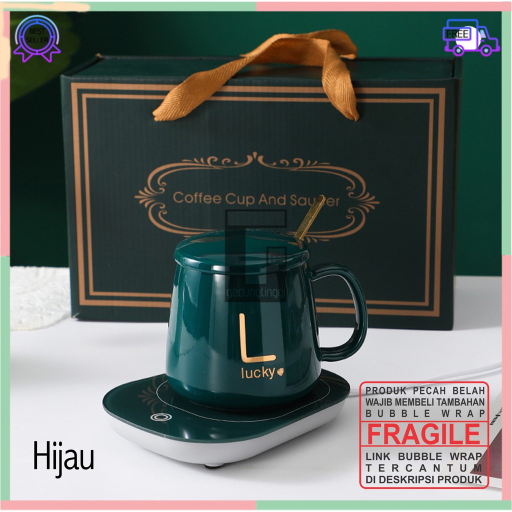 Mug Cangkir Gelas Listrik Pamanas Penghangat Minuman Kopi Susu Cup Coffee Warmer Elektrick Keramik