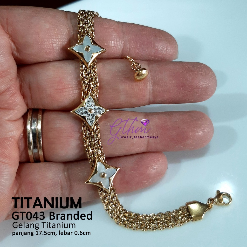 gelang Tangan Wanita Titanium Branded Fashionable Anti Karat gt043 gthm