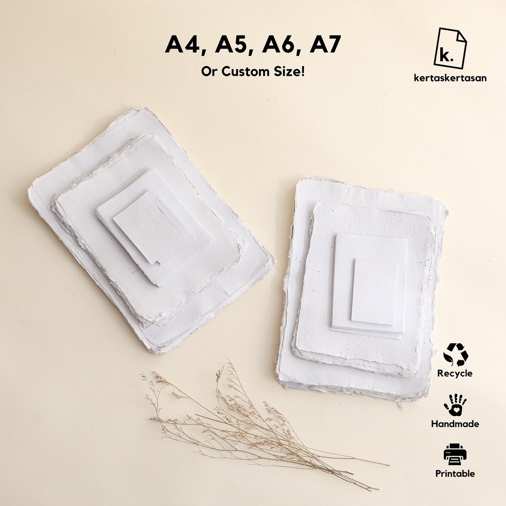 

Kertas Daur Ulang Putih Natural A4 A5 A6 A7 Handmade