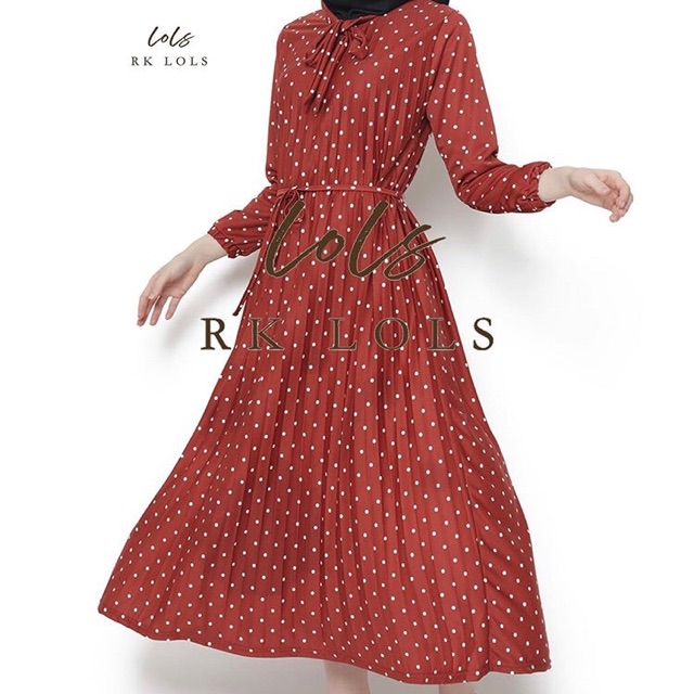 ABREAL DRESS PLISKET ZIPPER RESLETING POLKADOT PITA