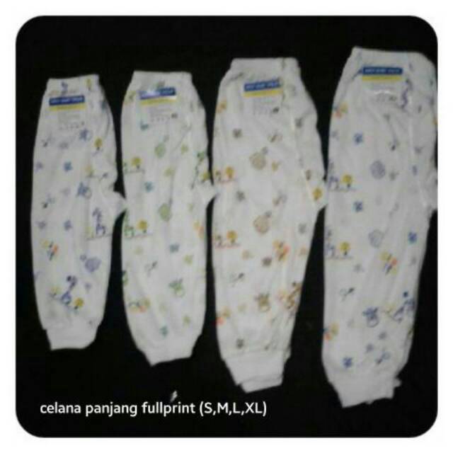 12 pcs / 1 lusin Celana Panjang Bayi Buka Kaki Putih Motif