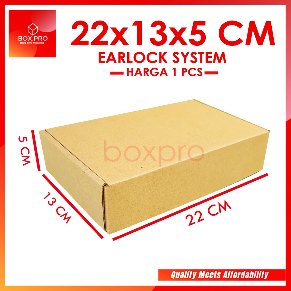 

Kardus Dus uk 22x13x5 cm (ECER) Die Cut Box Kotak Packing Aksesoris Baju Makanan Pizza EARLOCK 1PCS