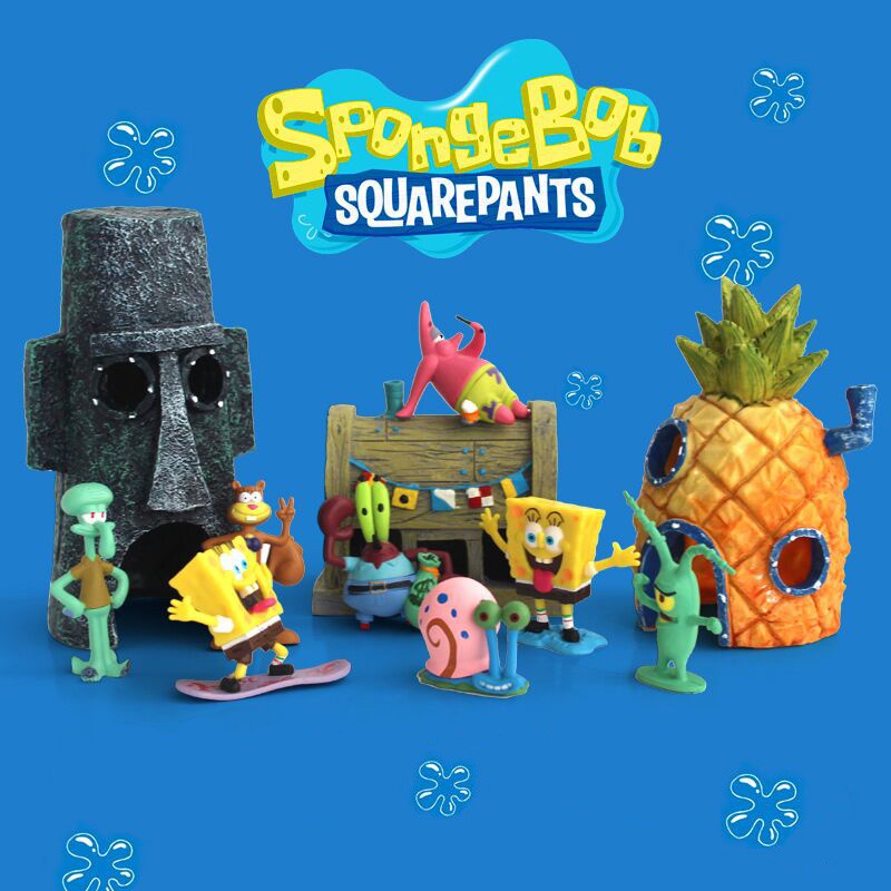 HIASAN AQUARIUM SPONGE BOB PATRICK SQUIDWARD FULL SET / DEKORASI AKSESORIS AKUARIUM