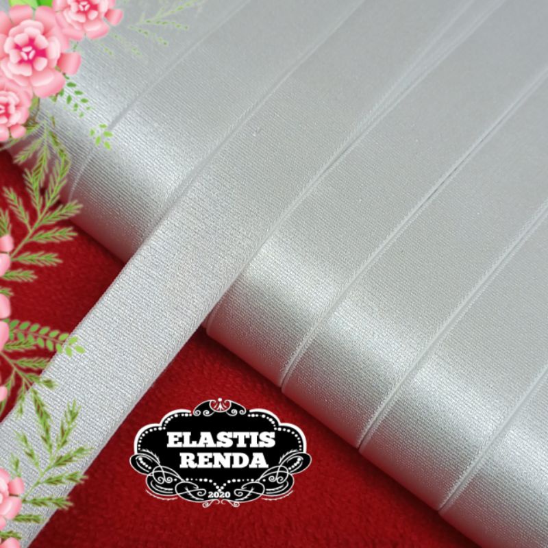 (Harga Per Meter) Tali Bra Putih Motif Polos Lebar 1,8cm