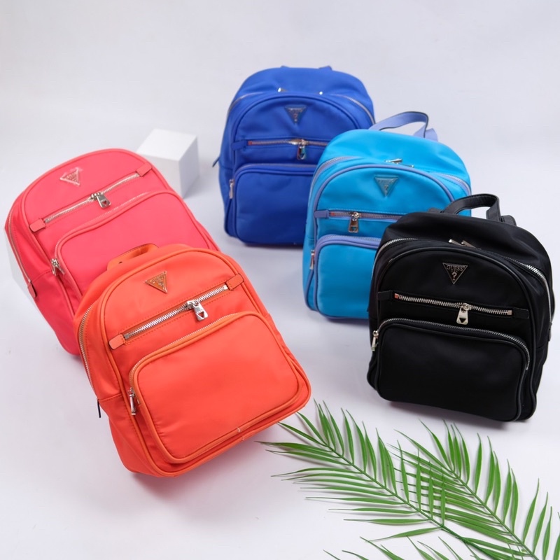 Tas Parasut Ransel Wanita GS Backpack Premium Import Hitam Black Biru Blue Merah Muda Pink Kemerahan