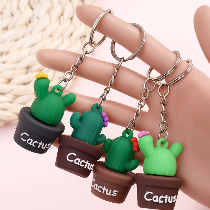 GANTUNGAN KUNCI 3D LUCU KEYCHAIN BOBA FAST FOOD GANCI CACTUS KARAKTER ANIMAL (VH)