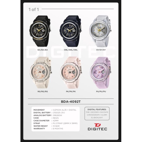 Terlaris Jamtangan wanita DIGITEC Dual Time DG-4092T stopwatch  Water Resist