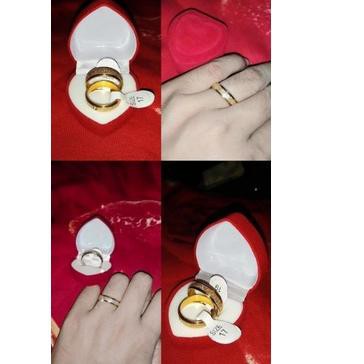 Produk Terbatas TERLARIS cincin tunangan titanium lapis emas anti karat FREE box love, lt0.....