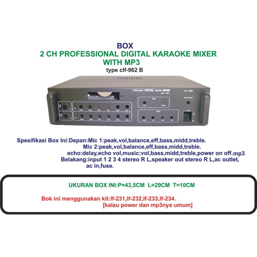 Box 2 Channel Professional Digital Karaoke Mixer with MP3 CLF-962B