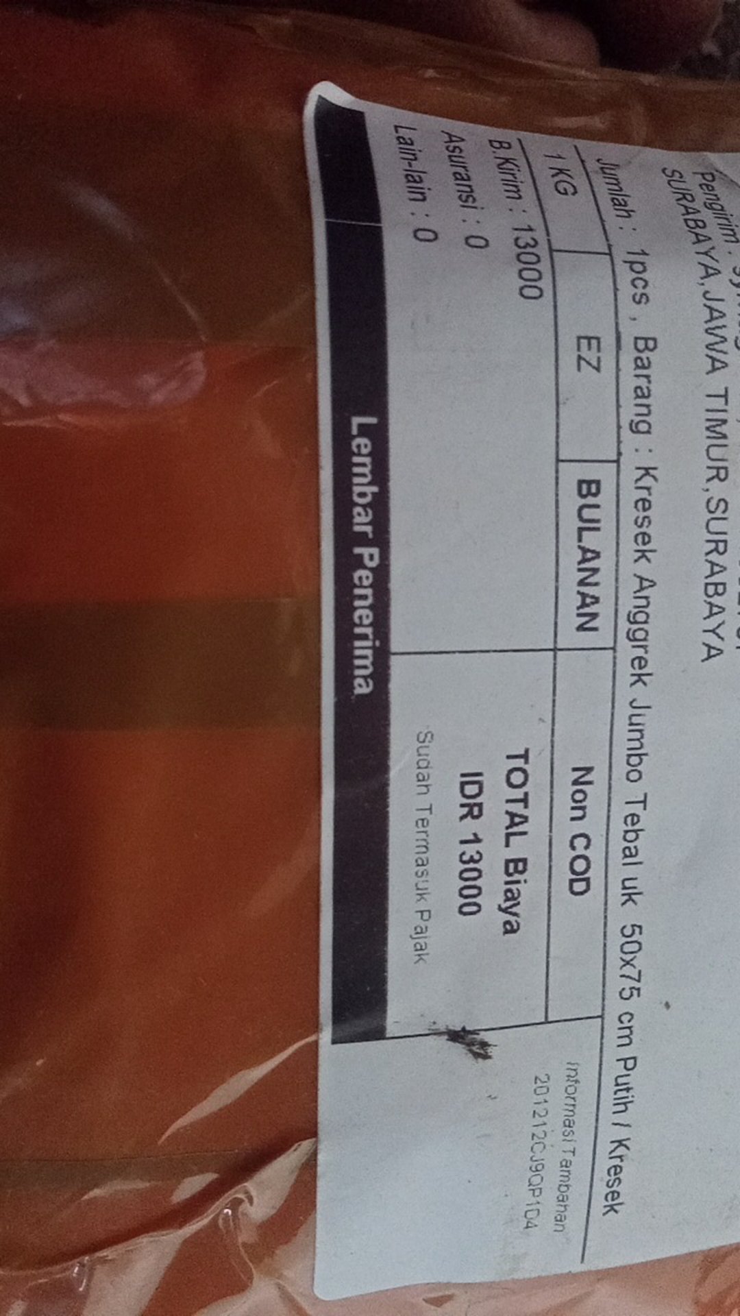 Kresek Anggrek Jumbo Tebal Uk. 50x75 Cm Putih / Kresek Anggrek Jumbo Tebal / Kresek Layangan