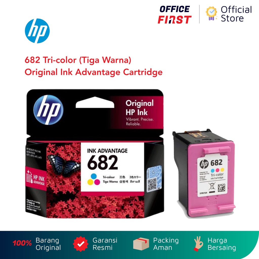 Tinta HP 682 Tri-color Tiga Warna Ink Advantage Cartridge 3YM76AA Printer 2336 2335 2337 1216 2875