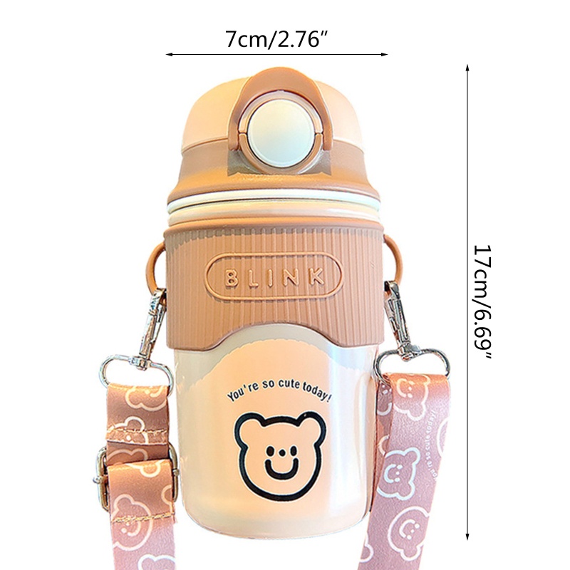 Kiss Botol Minum Thermos Insulated Anti Bocor Dengan Sedotan + Strap Untuk Anak