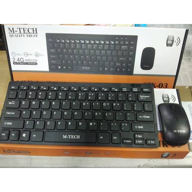 M-Tech STK-03 Wireless Mini Keyboard Mouse -- FREE Silicon - Mousepad