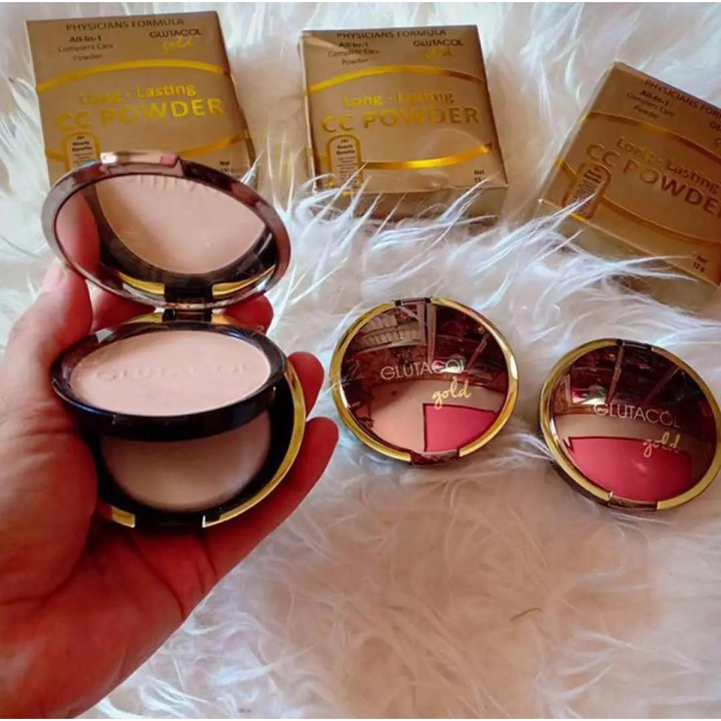 [ Glutacol Gold ] CC Powder Original - Bedak Glutacol GOLD CC - Bedak Padat Anti Sinar UV Dan Berfun