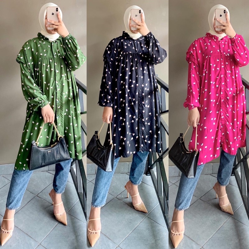 TUNIK RAYON MOTIF BUNGA// FLORISA TUNIK RAYON PREMIUM