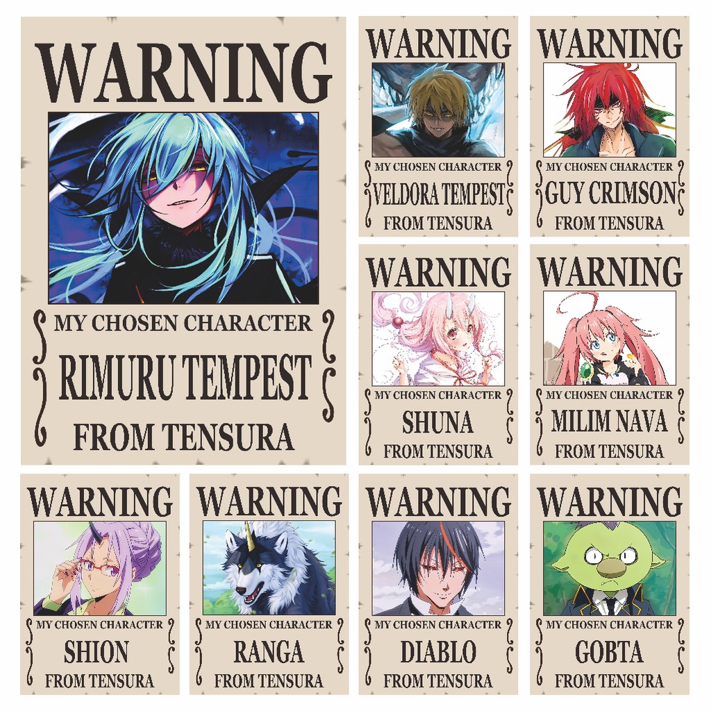 Poster Tensei Shitara Slime Datta Ken Tensura Warning Anime Rimuru Veldora Shion Suna Milim-Size A4+
