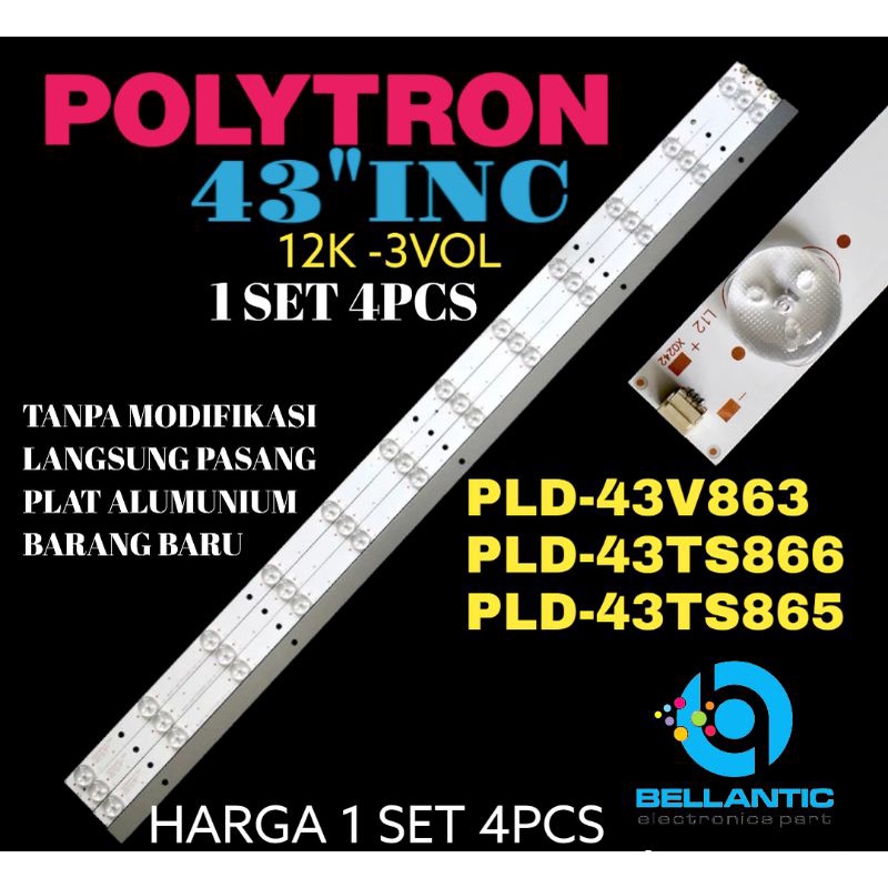 BACKLIGHT TV LED POLYTRON 43"INC 12K 3VOL PLD43V863-PLD43TS866-PLD43TS865