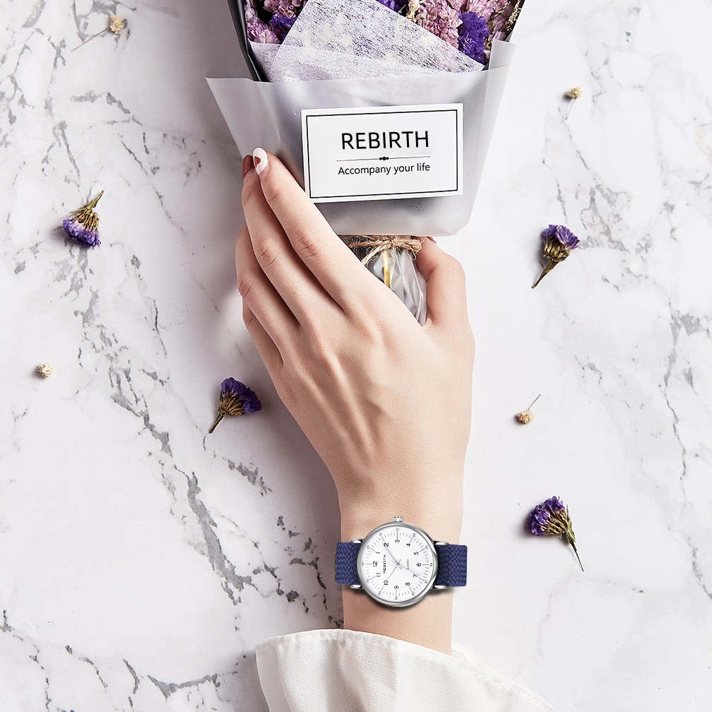 REBIRTH Jam Tangan Wanita Simple Santai Olahraga Tali Nilon Tahan Air Jam Tangan Cewek-2