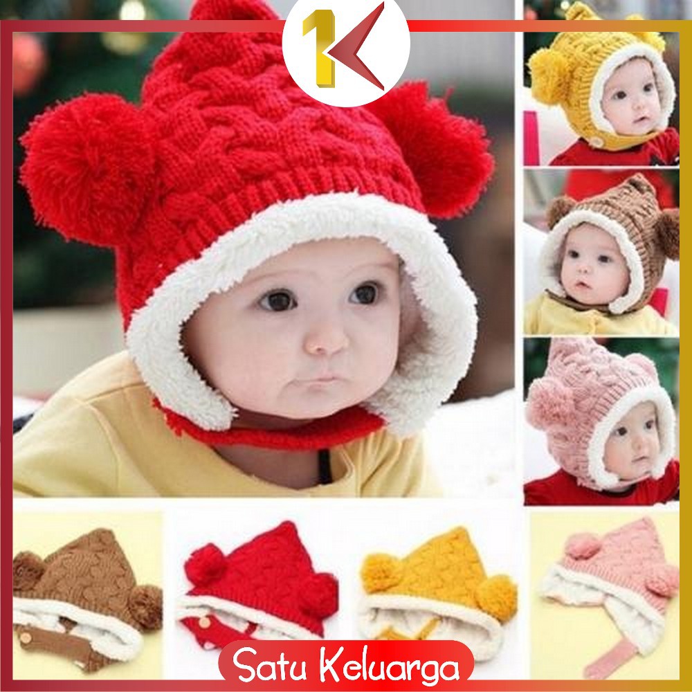 SK-P16 P23-30 Topi Kupluk Bayi Pompom Topi Anak Bucket Rajut Topi Korea Bunny Hat / Pilot / Unicorn-5