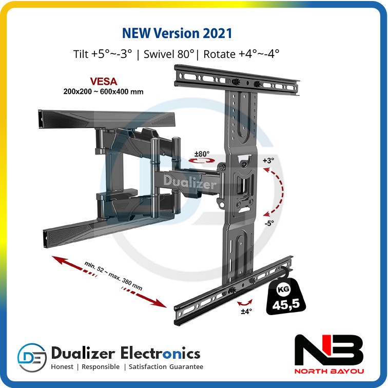Bracket TV 43 49 50 55 60 65 70 75 Inch OLED QLED UHD Curved North Bayou NB P6 | NBP6 Slim Design