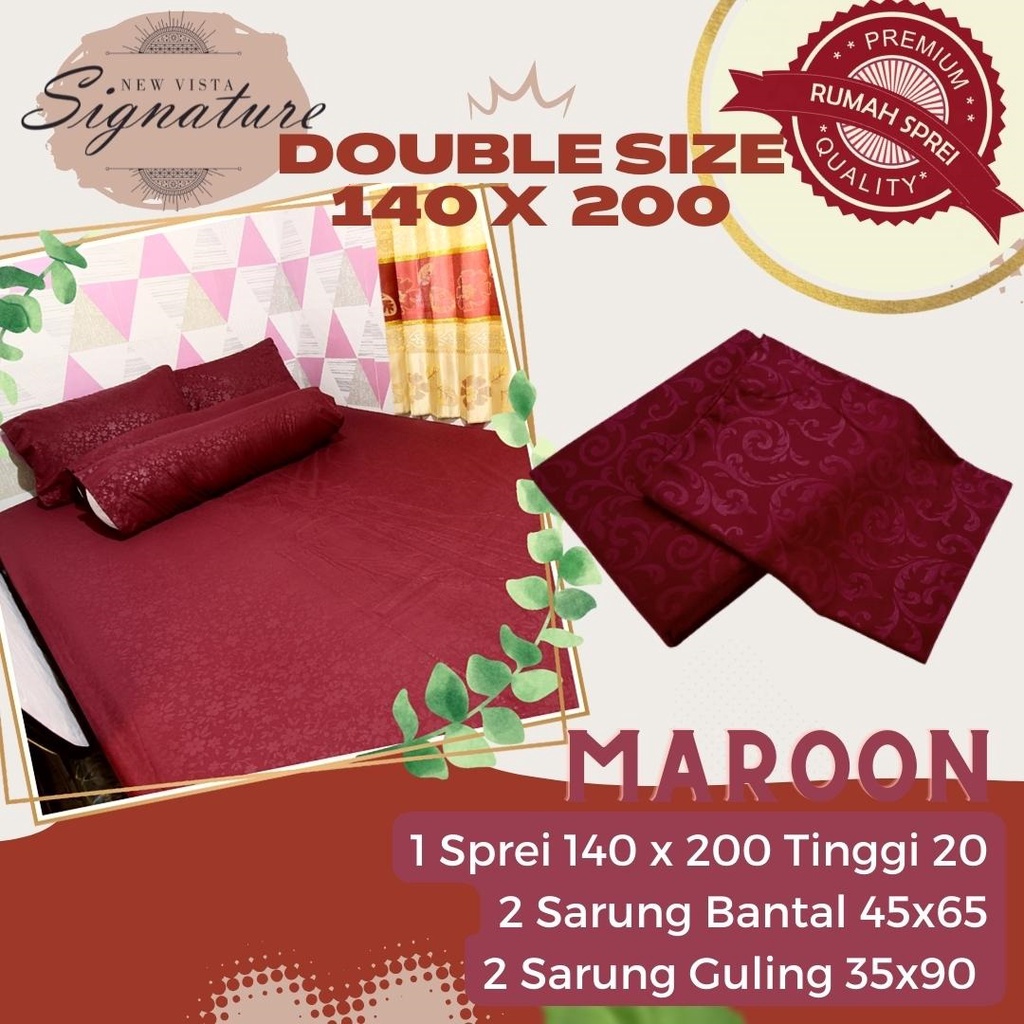 Sprei Signature 140 x 200 Polos Emboss ( Maroon / Merah Hati )