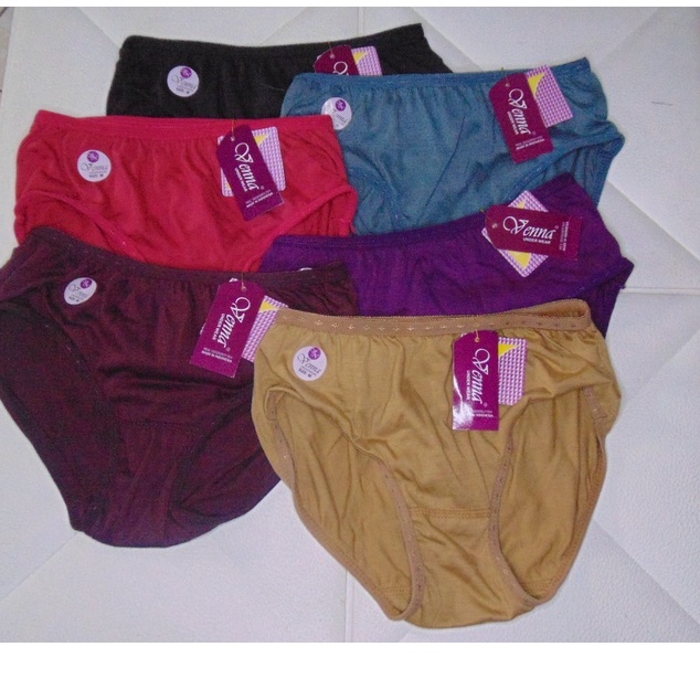 SS - HALUS ,TEBAL, SNI (M - XL ) 6 Pcs CD Wanita Venna PolosWarna Tua / Celana Dalam Wanita Halus Murah