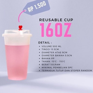 Termurah) Cup Injection / Reusable Cup Polos 16oz - 25pcs