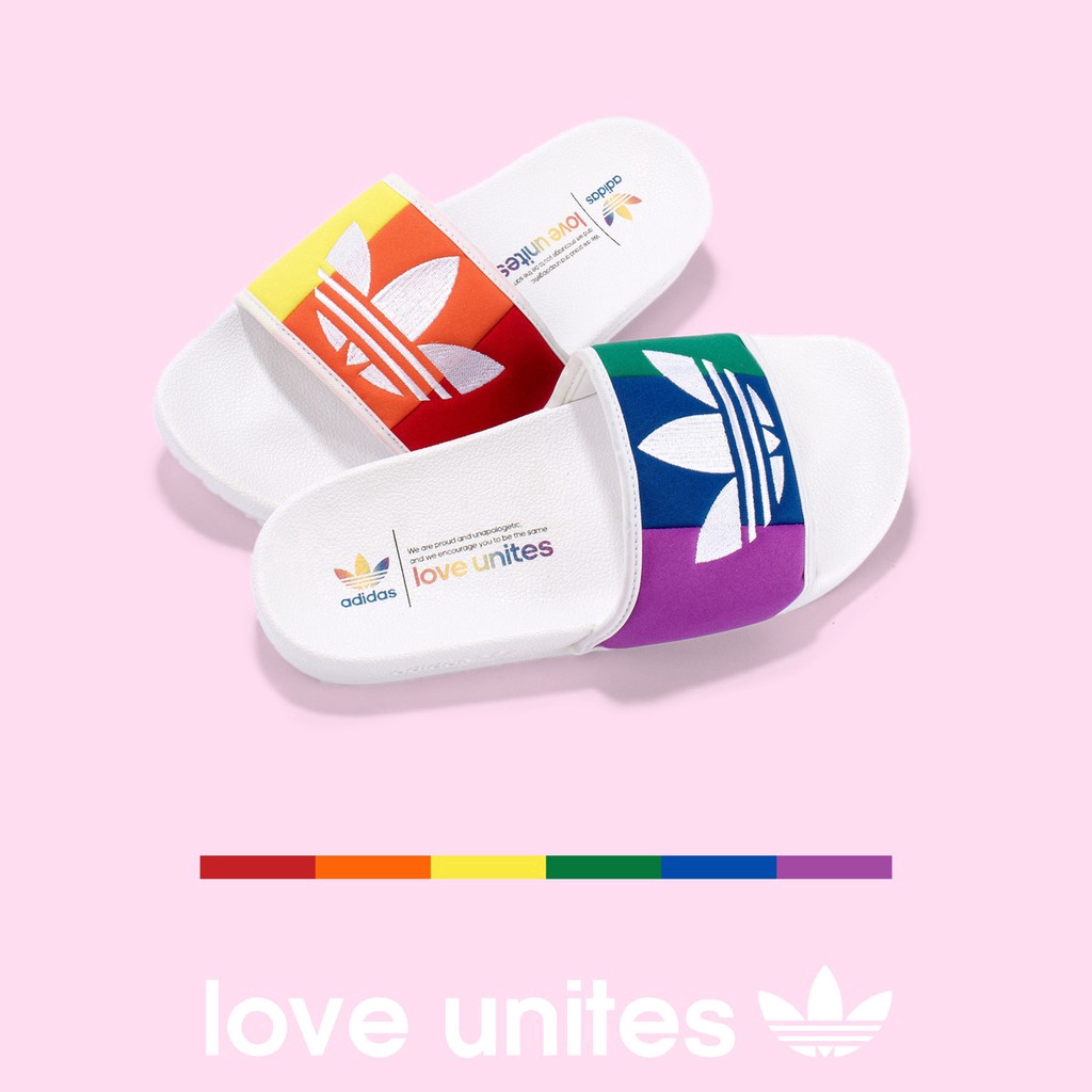 adidas pride adilette slider sandals in white