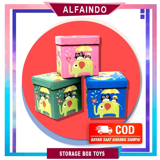 Alfaindo Animal Storage box  Storage Stool  Tempat Mainan Ukuran 30cm  Brg Hantu Biru SB004