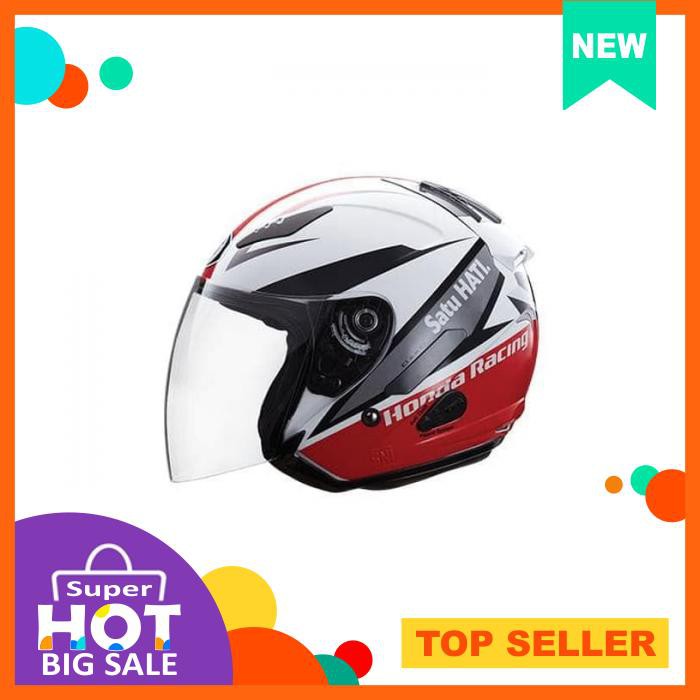Honda Helm Hrr Half Face Kyt Merah Putih, Xtra Large