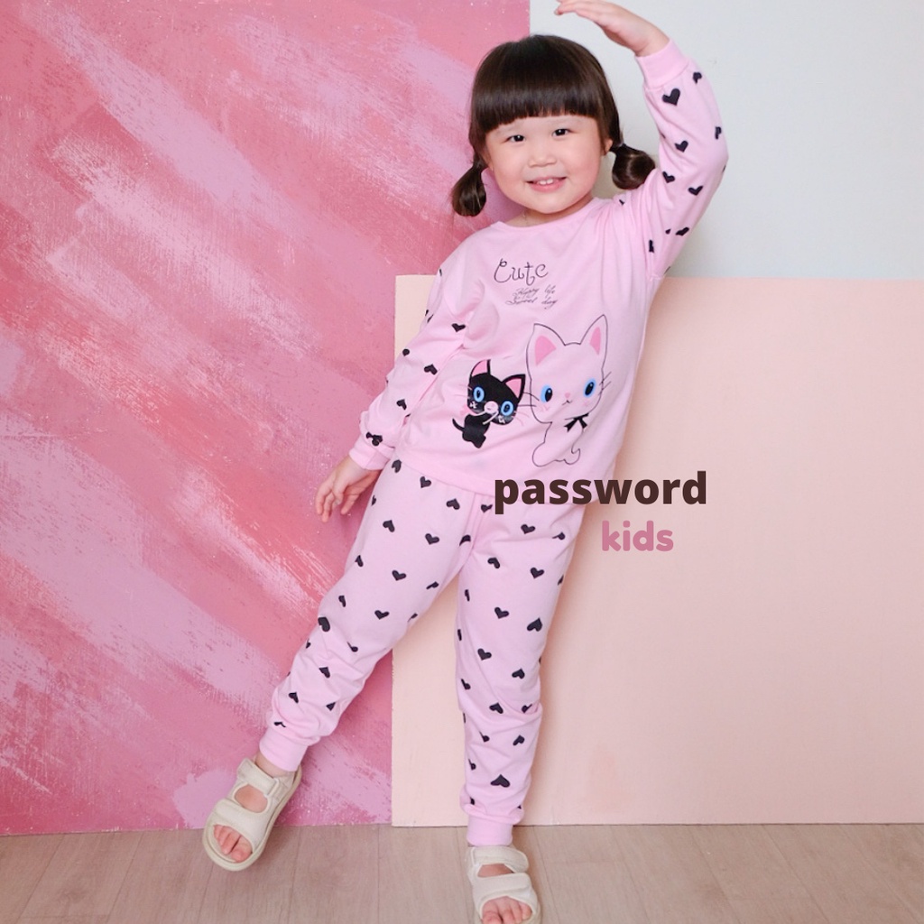 HappyOliver PASSWORD SISTER CAT Setelan piyama 1 - 7 Tahun Baju Anak BerKualitas