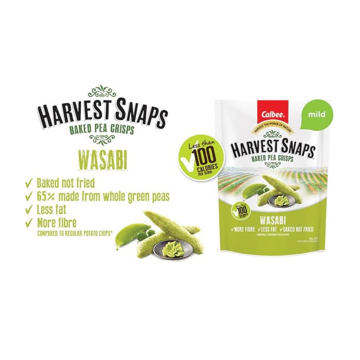 

#HANDCARRY Calbee Harvest Snaps Baked Pea Crisps Wasabi 93g - UFOHCR0717